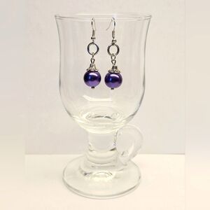 Dark Purple Faux Pearl Earrings